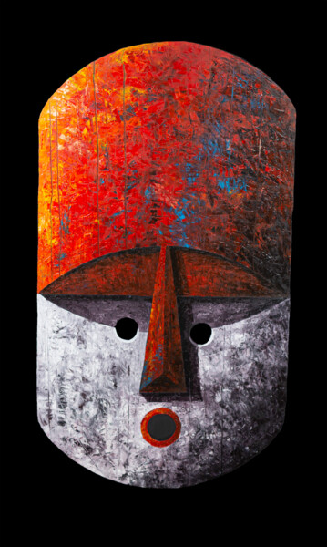 Pintura titulada "BAB II RED" por Sebastien Royez, Obra de arte original, Oleo Montado en Bastidor de camilla de madera
