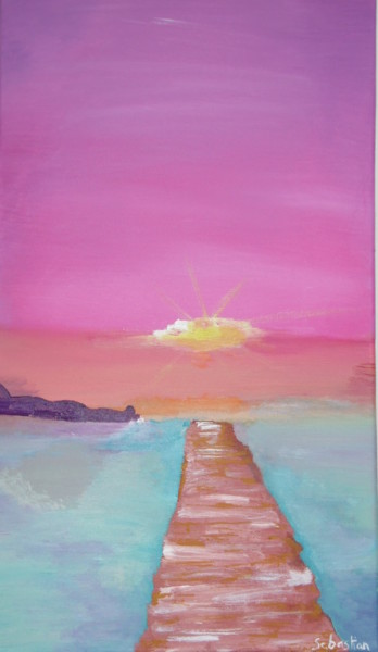 Peinture intitulée "Coucher de Soleil F…" par Sébastian, Œuvre d'art originale, Acrylique