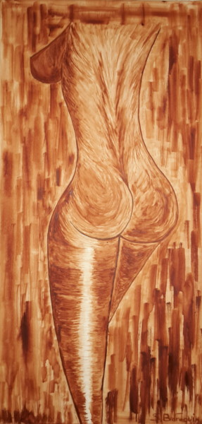 Peinture intitulée "femme nue de dos" par Sébastien Baraquin, Œuvre d'art originale, Huile