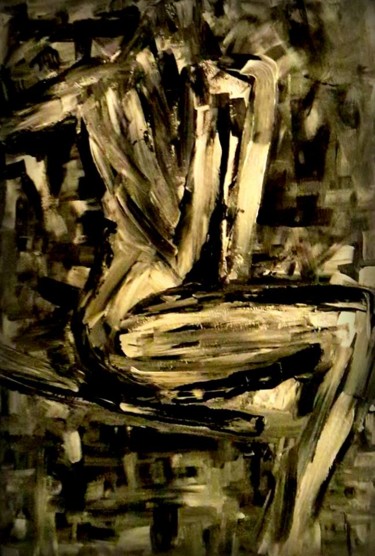Peinture intitulée "femme assise de dos" par Sébastien Baraquin, Œuvre d'art originale, Acrylique