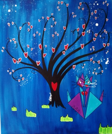 제목이 "Flirt des Chamoureu…"인 미술작품 Chsart로, 원작, 아크릴 나무 들것 프레임에 장착됨