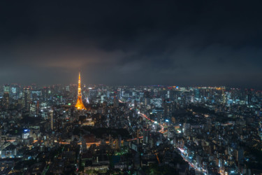 Fotografia intitulada "Tokyo Tower" por Sebastien Pouteau, Obras de arte originais, Fotografia digital Montado em Alumínio