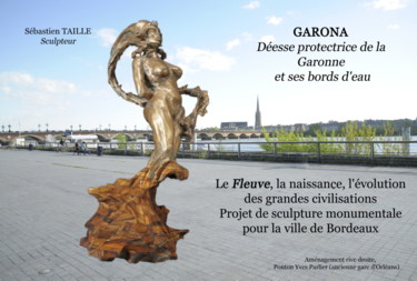 Sculpture titled "Garona, déesse prot…" by Sébastien Taille Sculpteur, Original Artwork, Metals