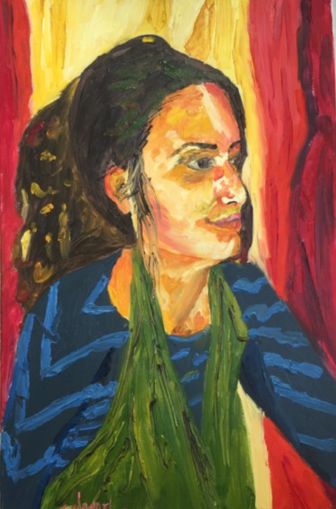 Peinture intitulée "Je ne femme pensive" par Sébastien Blondel, Œuvre d'art originale, Huile