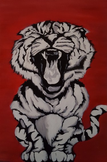 Malerei mit dem Titel "Tiger Mood" von Cédù, Original-Kunstwerk, Öl