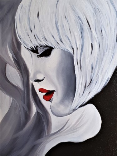 Painting titled "Red Lips" by Cédù, Original Artwork, Oil