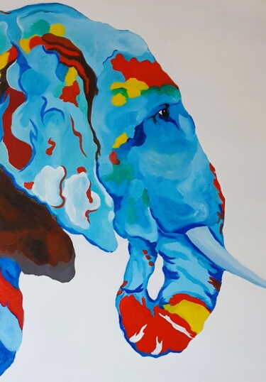 Peinture intitulée "Colorful Phant" par Cédù, Œuvre d'art originale, Huile