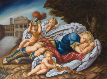 Malerei mit dem Titel "Sogno d'angelo" von Sebianagaia, Original-Kunstwerk, Öl