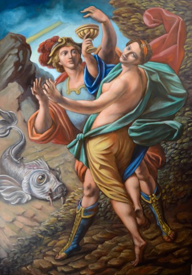 Painting titled "La raccolta dell'am…" by Sebianagaia, Original Artwork, Oil
