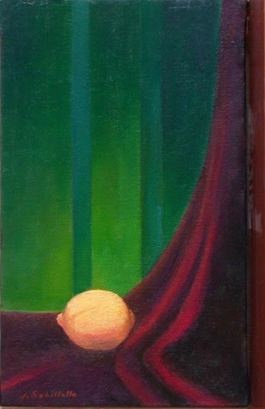 Painting titled "Fruit au voile roug…" by Jean Sebillotte, Original Artwork, Oil