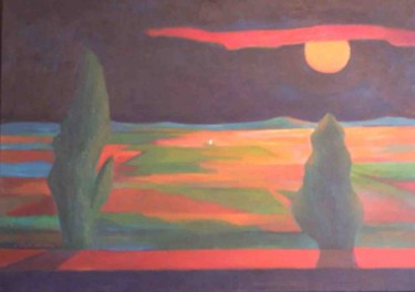 Peinture intitulée "Nuit rousse" par Jean Sebillotte, Œuvre d'art originale, Huile