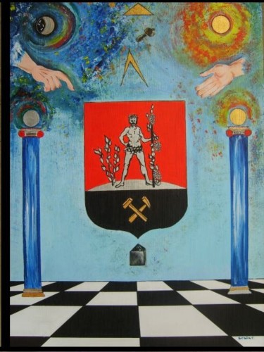 Peinture intitulée "symbolic armorial b…" par Ferenc Sebök, Œuvre d'art originale