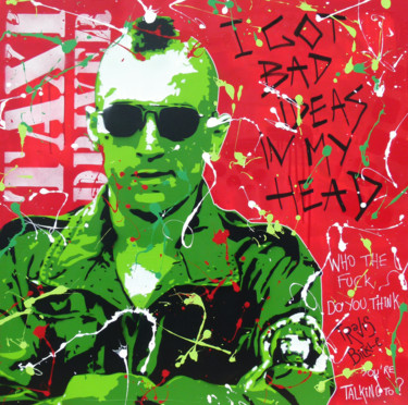 Painting titled "TAXI DRIVER !" by Secam, Original Artwork, Stencil Mounted on Wood Stretcher frame