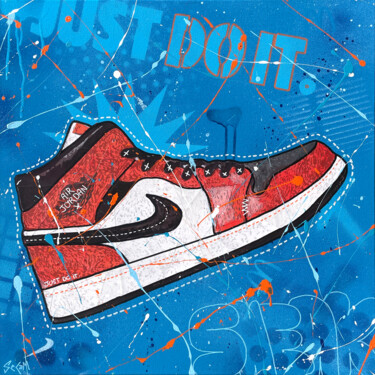 Peinture intitulée "SNEAKER - BLUE" par Secam, Œuvre d'art originale, Acrylique Monté sur Châssis en bois