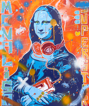 Painting titled "MONALISA SUPERSTAR" by Secam, Original Artwork, Acrylic Mounted on Wood Stretcher frame