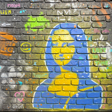 Картина под названием "Mona Wall" - Secam, Подлинное произведение искусства, Трафарет Установлен на Деревянная панель