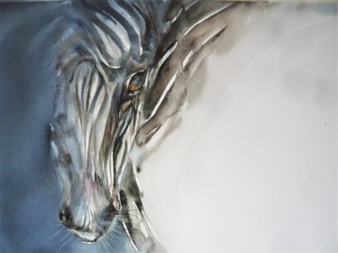 Peinture intitulée "Drole de zebre" par Jean Luc Secordel, Œuvre d'art originale, Aquarelle