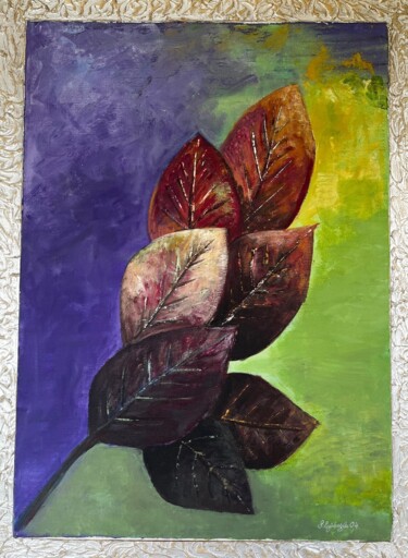 Malerei mit dem Titel "Leaf" von Seda Eyuboglu, Original-Kunstwerk, Acryl