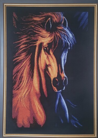 Textile Art titled "The brown horse" by Seda Lokiani, Original Artwork, Embroidery