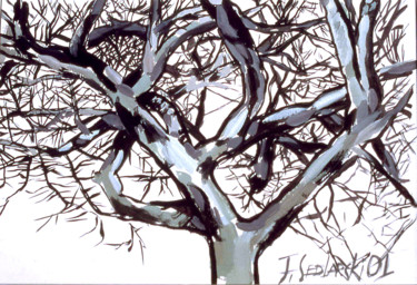 Painting titled "The tree" by Jivko Sedlarski, Original Artwork, Paper