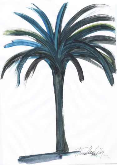 Desenho intitulada "Palm Beach VII" por Jivko Sedlarski, Obras de arte originais, Acrílico