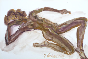 Drawing titled "Etude de Nue XIII" by Jivko Sedlarski, Original Artwork, Acrylic