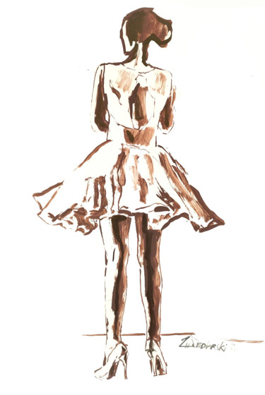 Drawing titled "Etude pour une Robe…" by Jivko Sedlarski, Original Artwork, Acrylic
