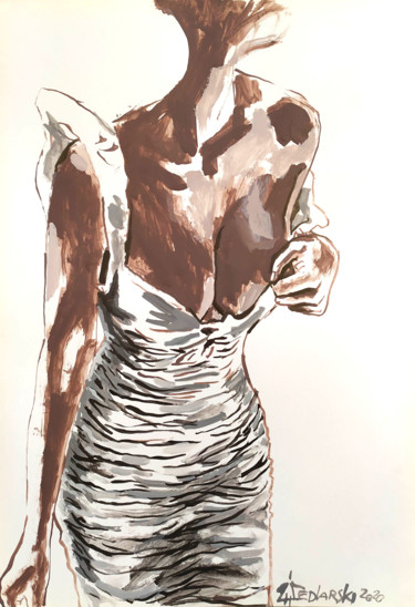 Drawing titled "Etude pour une Robe…" by Jivko Sedlarski, Original Artwork, Acrylic