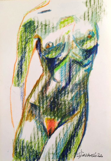 Dessin intitulée "la Rousse" par Jivko Sedlarski, Œuvre d'art originale, Pastel