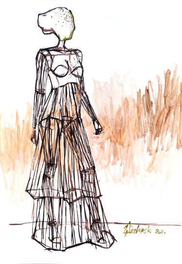 Dibujo titulada "Etude pour une Robe…" por Jivko Sedlarski, Obra de arte original, Acrílico