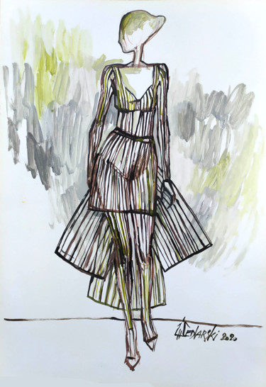 Dessin intitulée "Portrait d'une Robe…" par Jivko Sedlarski, Œuvre d'art originale, Acrylique