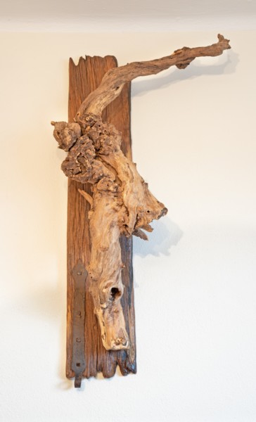Organic wood sculpture on the patinated oak plate Sculpture titled "Organic wood sculpt…" by Jozef Sedmak, Original Art, Wood