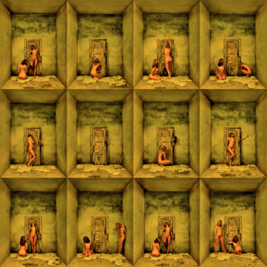 Digitale Kunst getiteld "Wall of twelve Doors" door Nikolaj Sednin (Nicolas Sedninne), Origineel Kunstwerk, Digitaal Schilde…