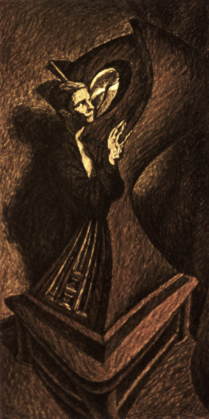 Painting titled "The Man with a watch" by Nikolai Sednin (Nicolas Sednin), Original Artwork, Ink