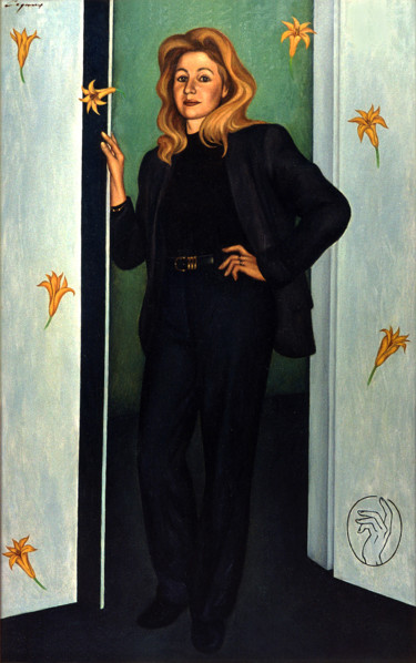 Pittura intitolato "Lady with lilies" da Nikolai Sednin (Nicolas Sednin), Opera d'arte originale, Olio