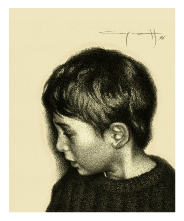 Zeichnungen mit dem Titel "Portrait of the son" von Nikolai Sednin (Nicolas Sednin), Original-Kunstwerk, Graphit