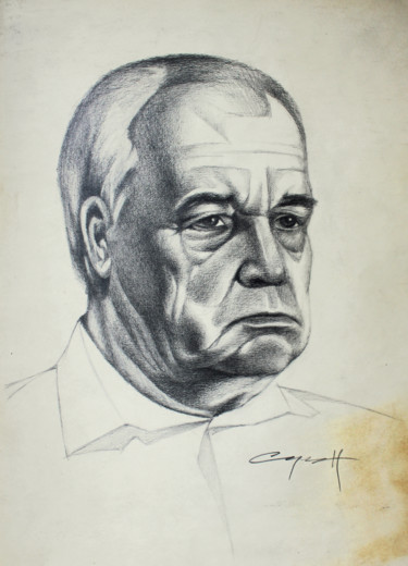 Desenho intitulada "Portrait of old man" por Nikolaj Sednin (Nicolas Sedninne), Obras de arte originais, Grafite