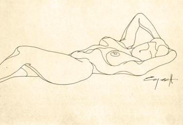 Рисунок под названием "Tatiana posing #5" - Николай Седнин (Nicolas Sednin), Подлинное произведение искусства, Чернила