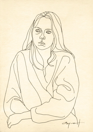 Drawing titled "Natalia says" by Nikolai Sednin (Nicolas Sednin), Original Artwork, Ink