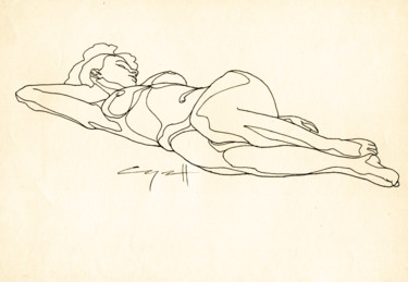 Zeichnungen mit dem Titel "Tatiana posing #7" von Nikolai Sednin (Nicolas Sednin), Original-Kunstwerk, Tinte
