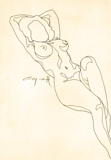 Zeichnungen mit dem Titel "Tatiana posing #6" von Nikolai Sednin (Nicolas Sednin), Original-Kunstwerk, Tinte