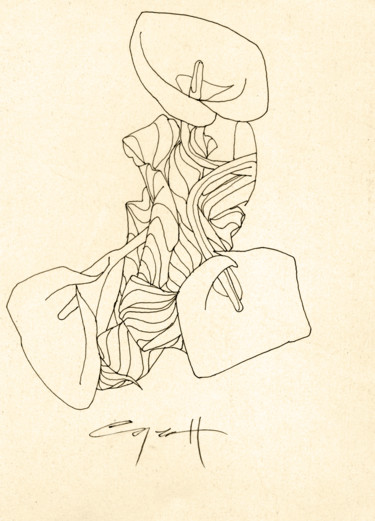 Рисунок под названием "Calla Lily #2" - Николай Седнин (Nicolas Sedninne), Подлинное произведение искусства, Чернила