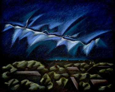 Painting titled "Lightning over the…" by Nikolaj Sednin (Nicolas Sedninne), Original Artwork, Pastel