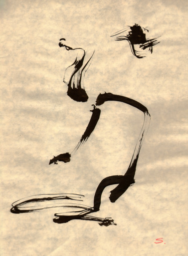 Zeichnungen mit dem Titel "At the spring" von Nikolai Sednin (Nicolas Sednin), Original-Kunstwerk, Tinte