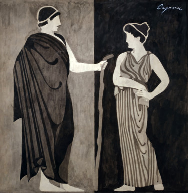 Zeichnungen mit dem Titel "Man and woman" von Nikolai Sednin (Nicolas Sednin), Original-Kunstwerk, Tinte