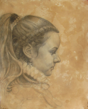 Drawing titled "Она рисует" by Aleksandr Zhuravliov, Original Artwork