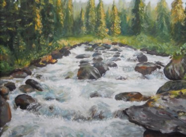 Silver ringing of the stream. Peinture intitulée "Silver ringing of t…" par Natalia Fedotovskikh, Œuvre d'art originale, Huile