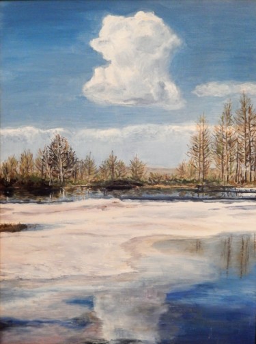 Painting titled "Snow is melting" by Natalia Fedotovskikh, Original Artwork, Oil
