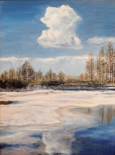 Snow is melting Peinture intitulée "Snow is melting" par Natalia Fedotovskikh, Œuvre d'art originale, Huile