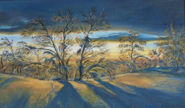 Pittura intitolato "The Northern Sunset" da Natalia Fedotovskikh, Opera d'arte originale, Olio Montato su Telaio per barella…